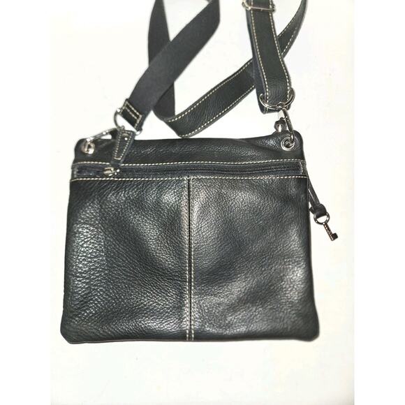 Fossil Multi Pockets Black Leather Crossbody 11x9 - Picture 7 of 10